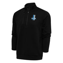 Detroit Lions Antigua Team Logo Throwback Generation Quarter-Zip Pullover Top - Black - NFL