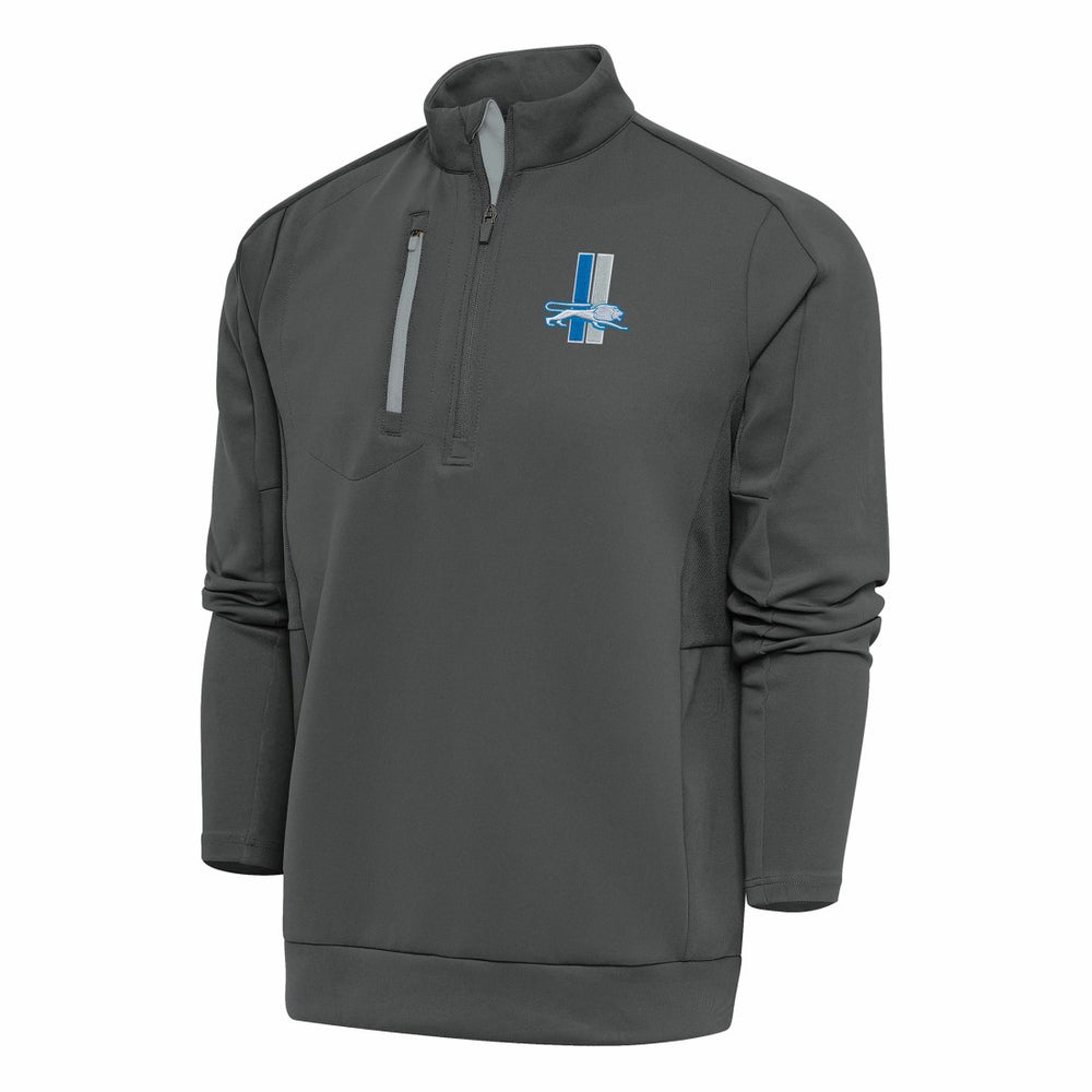 Detroit Lions Antigua Team Logo Throwback Generation Quarter-Zip Pullover Top - Charcoal - NFL