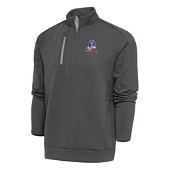 New England Patriots Antigua Team Logo Throwback Generation Quarter-Zip Pullover Top - Charcoal - NFL