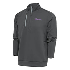 Minnesota Vikings Antigua Team Logo Throwback Generation Quarter-Zip Pullover Top - Charcoal - NFL