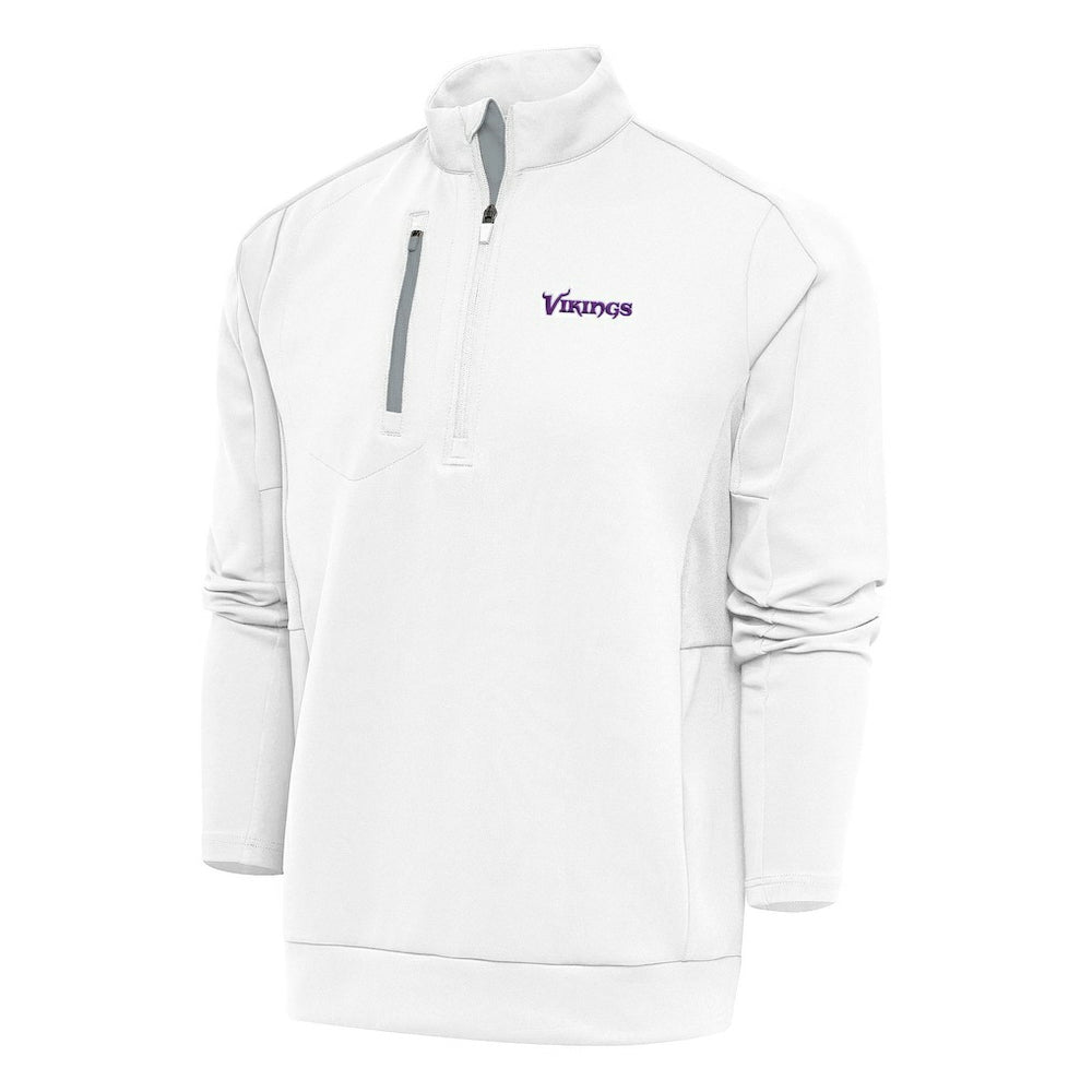 Minnesota Vikings Antigua Team Logo Throwback Generation Quarter-Zip Pullover Top - White - NFL