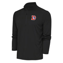 Denver Broncos Antigua Team Logo Throwback Tribute Quarter-Zip Pullover Top - Charcoal - NFL