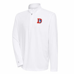 Denver Broncos Antigua Team Logo Throwback Tribute Quarter-Zip Pullover Top - White - NFL