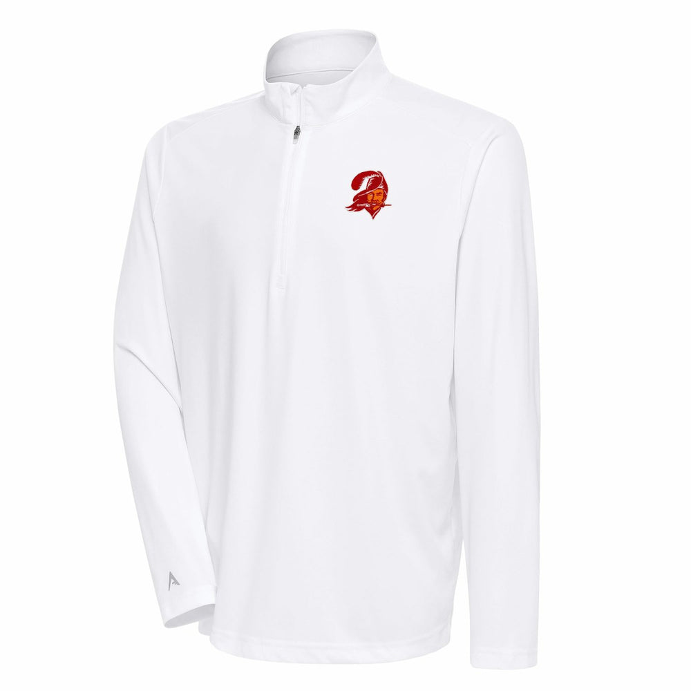 Tampa Bay Buccaneers Antigua Team Logo Throwback Tribute Quarter-Zip Pullover Top - White - NFL