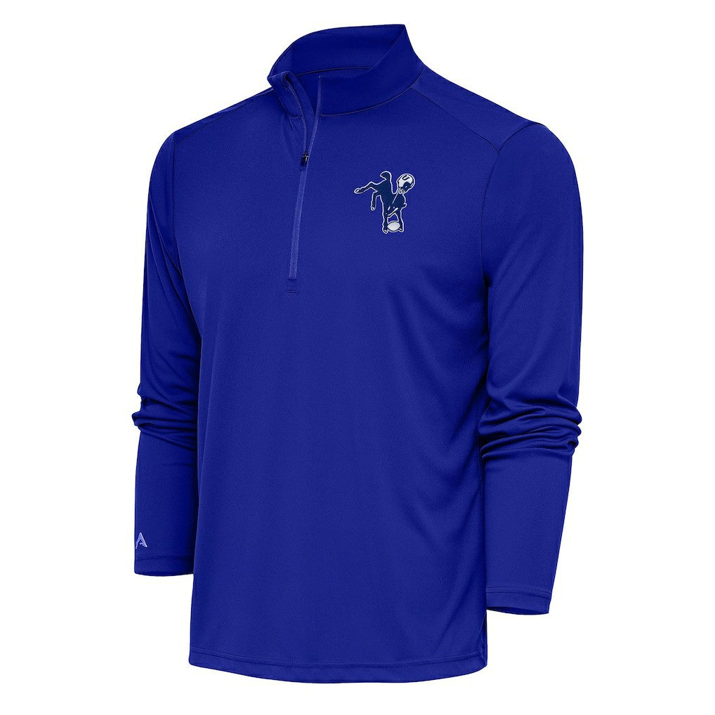Indianapolis Colts Antigua Team Logo Throwback Tribute Quarter-Zip Pullover Top - Royal - NFL