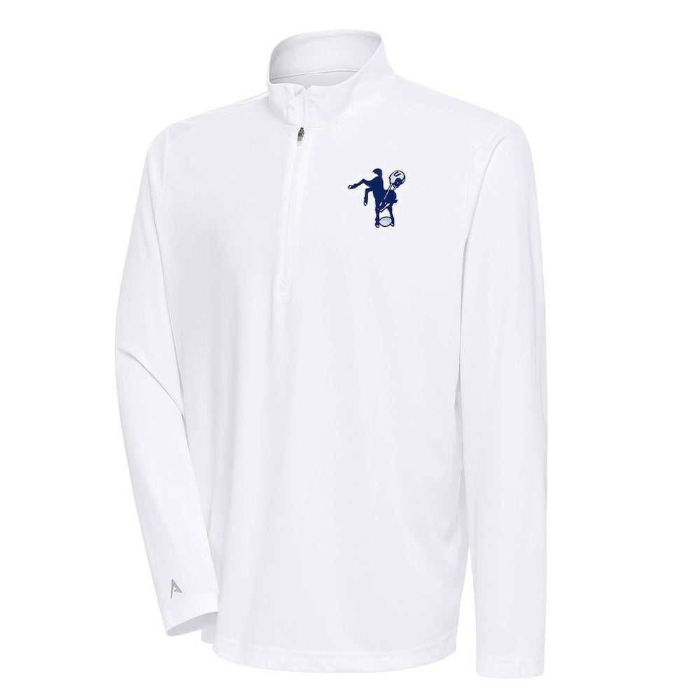 Indianapolis Colts Antigua Team Logo Throwback Tribute Quarter-Zip Pullover Top - White - NFL