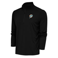 Miami Dolphins Antigua Team Logo Throwback Tribute Quarter-Zip Pullover Top - Black - NFL