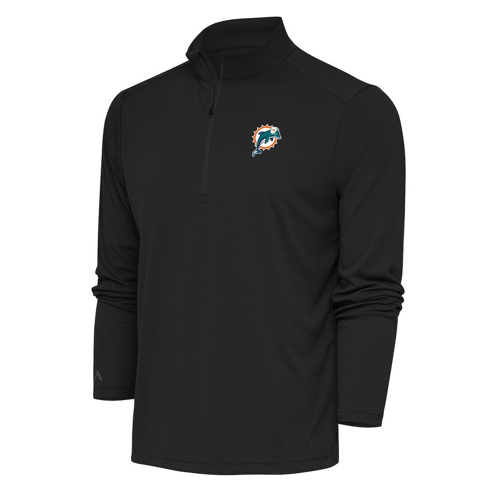 Miami Dolphins Antigua Team Logo Throwback Tribute Quarter-Zip Pullover Top - Charcoal - NFL