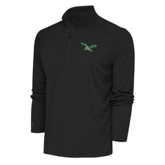 Philadelphia Eagles Antigua Team Logo Throwback Tribute Quarter-Zip Pullover Top - Charcoal - NFL