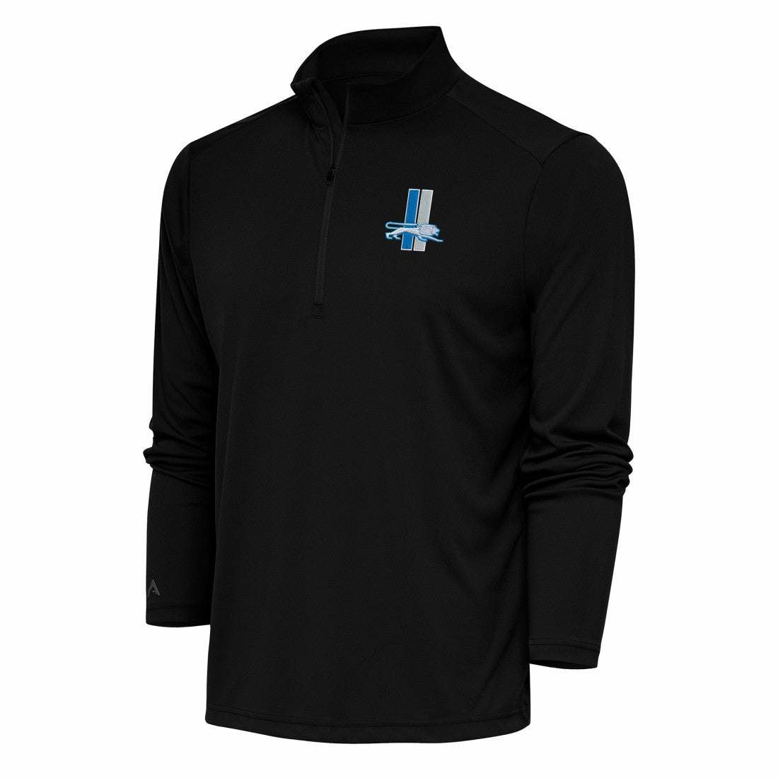 Detroit Lions Antigua Team Logo Throwback Tribute Quarter-Zip Pullover Top - Black - NFL