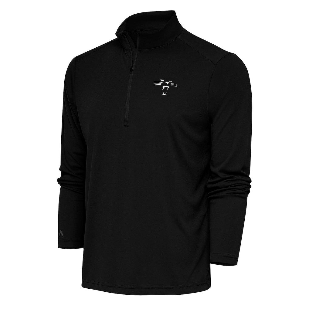 Carolina Panthers Antigua Team Logo Throwback Tribute Quarter-Zip Pullover Top - Black - NFL