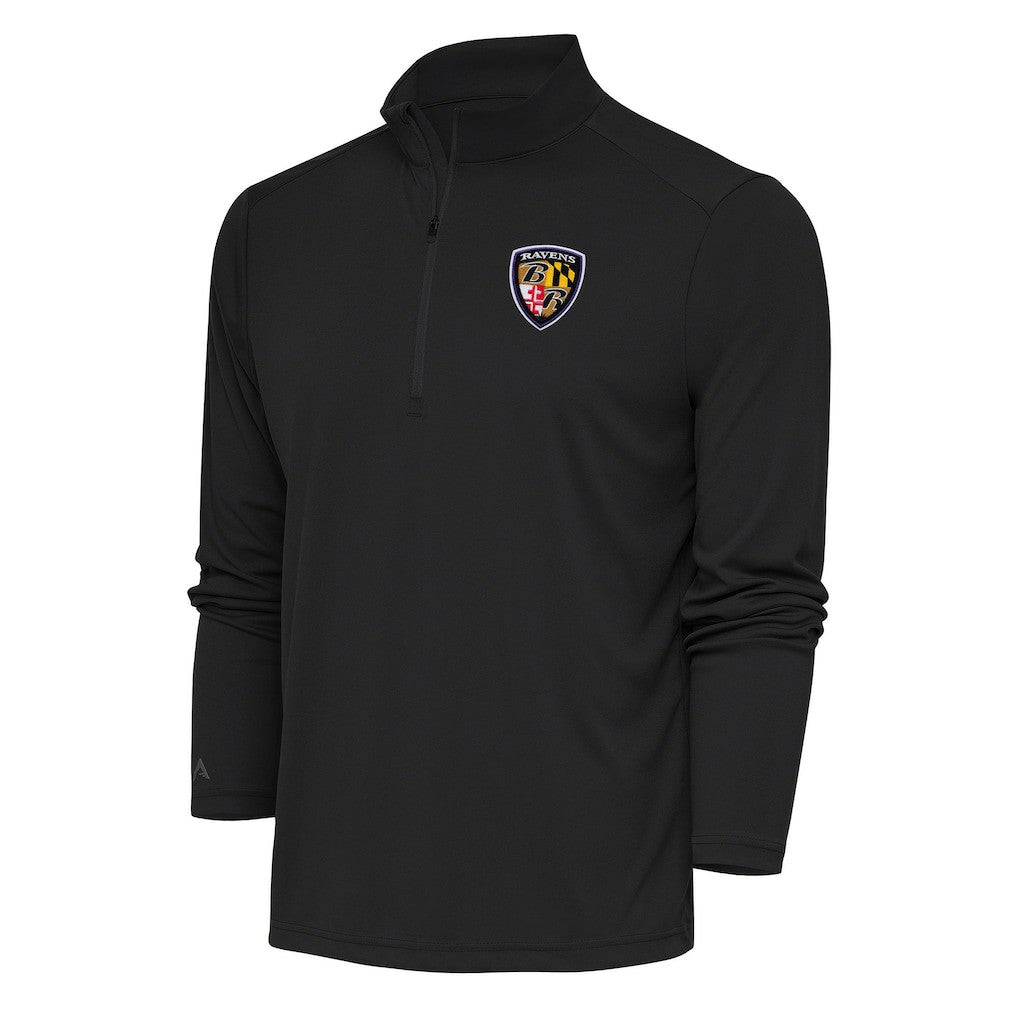 Baltimore Ravens Antigua Team Logo Throwback Tribute Quarter-Zip Pullover Top - Charcoal - NFL