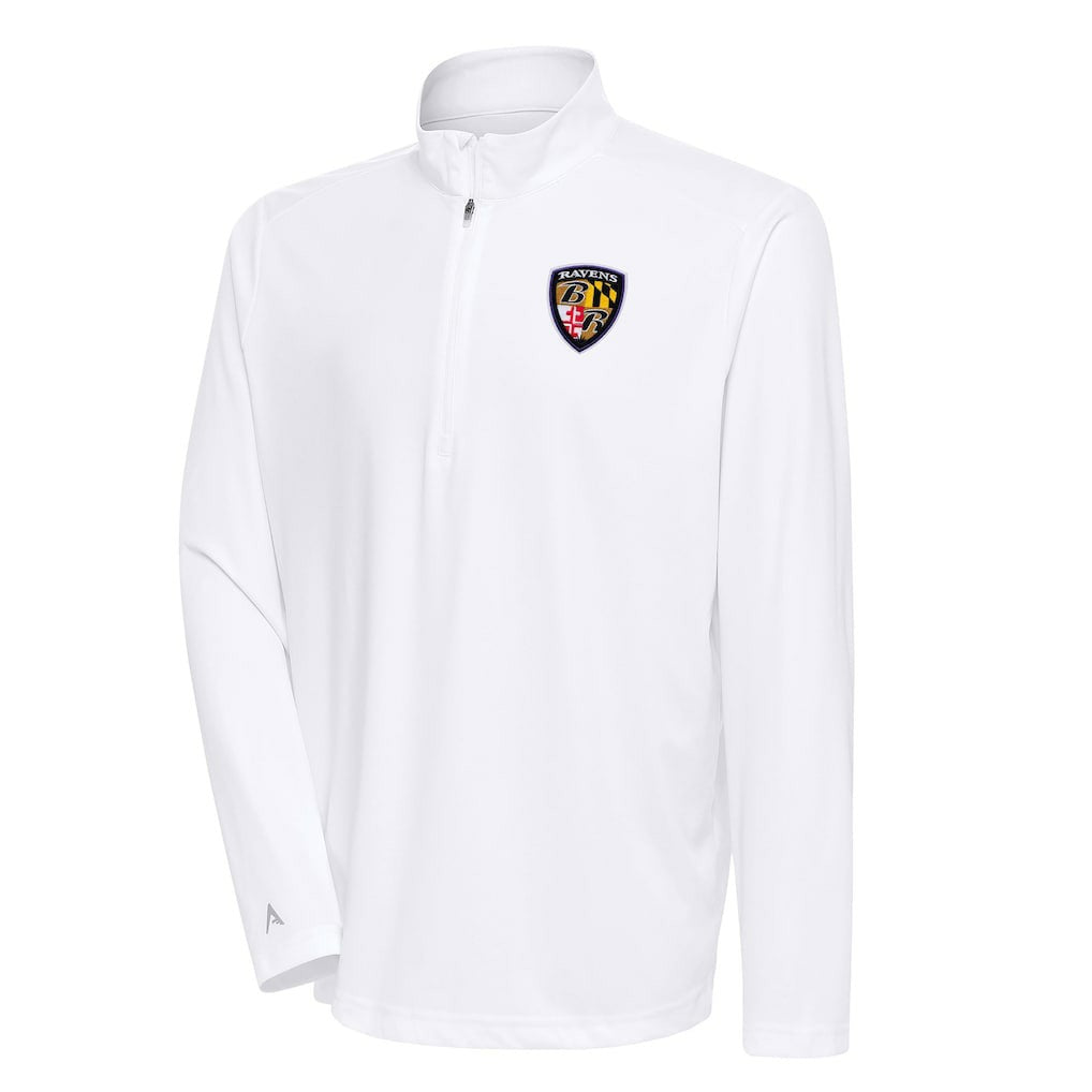 Baltimore Ravens Antigua Team Logo Throwback Tribute Quarter-Zip Pullover Top - White - NFL