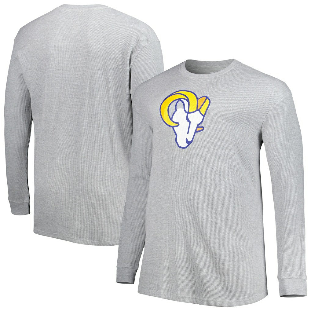 Los Angeles Rams Big & Tall Waffle-Knit Thermal Long Sleeve T-Shirt - Heather Gray - NFL