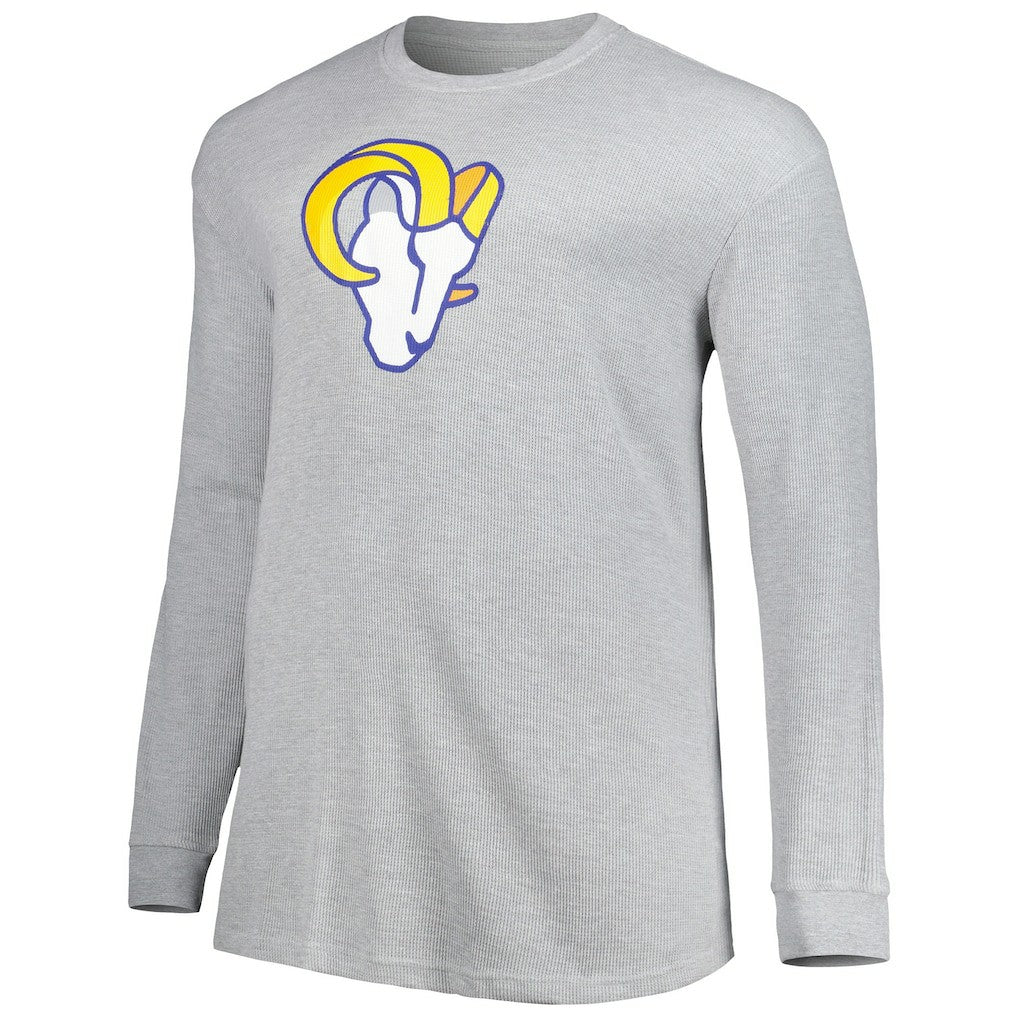 Los Angeles Rams Big & Tall Waffle-Knit Thermal Long Sleeve T-Shirt - Heather Gray - NFL