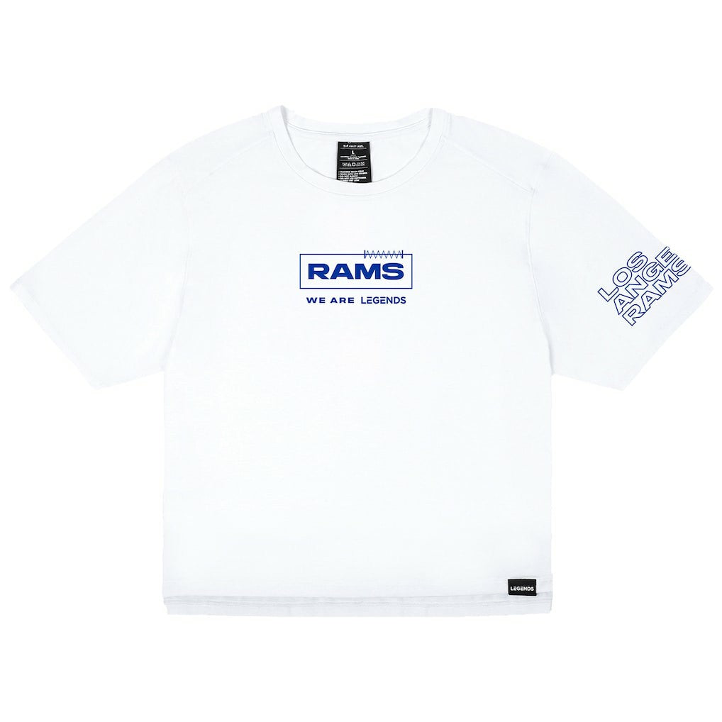 Los Angeles Rams LEGENDS Women's Aviation Crop T-Shirt - White - NFL