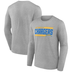 Los Angeles Chargers On Side Stripe Team Long Sleeve T-Shirt - Heather Gray - NFL