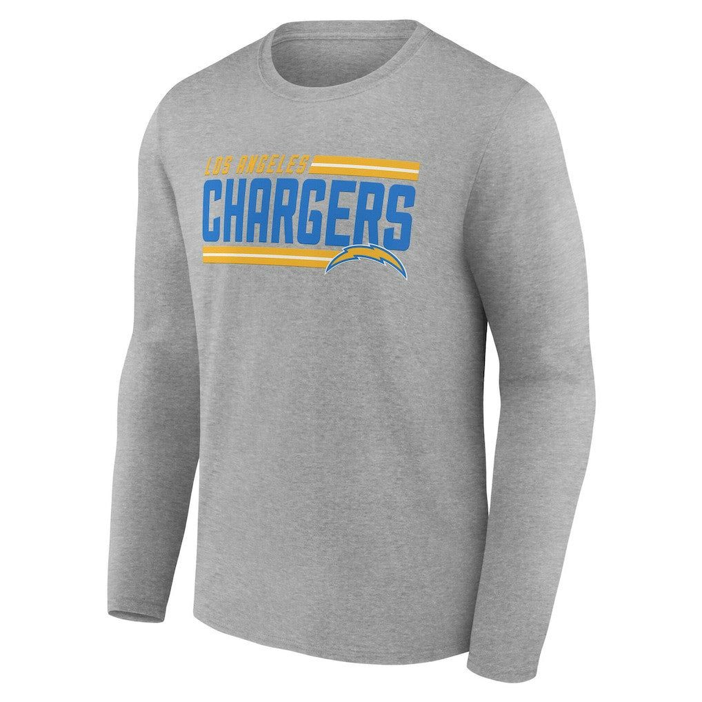 Los Angeles Chargers On Side Stripe Team Long Sleeve T-Shirt - Heather Gray - NFL