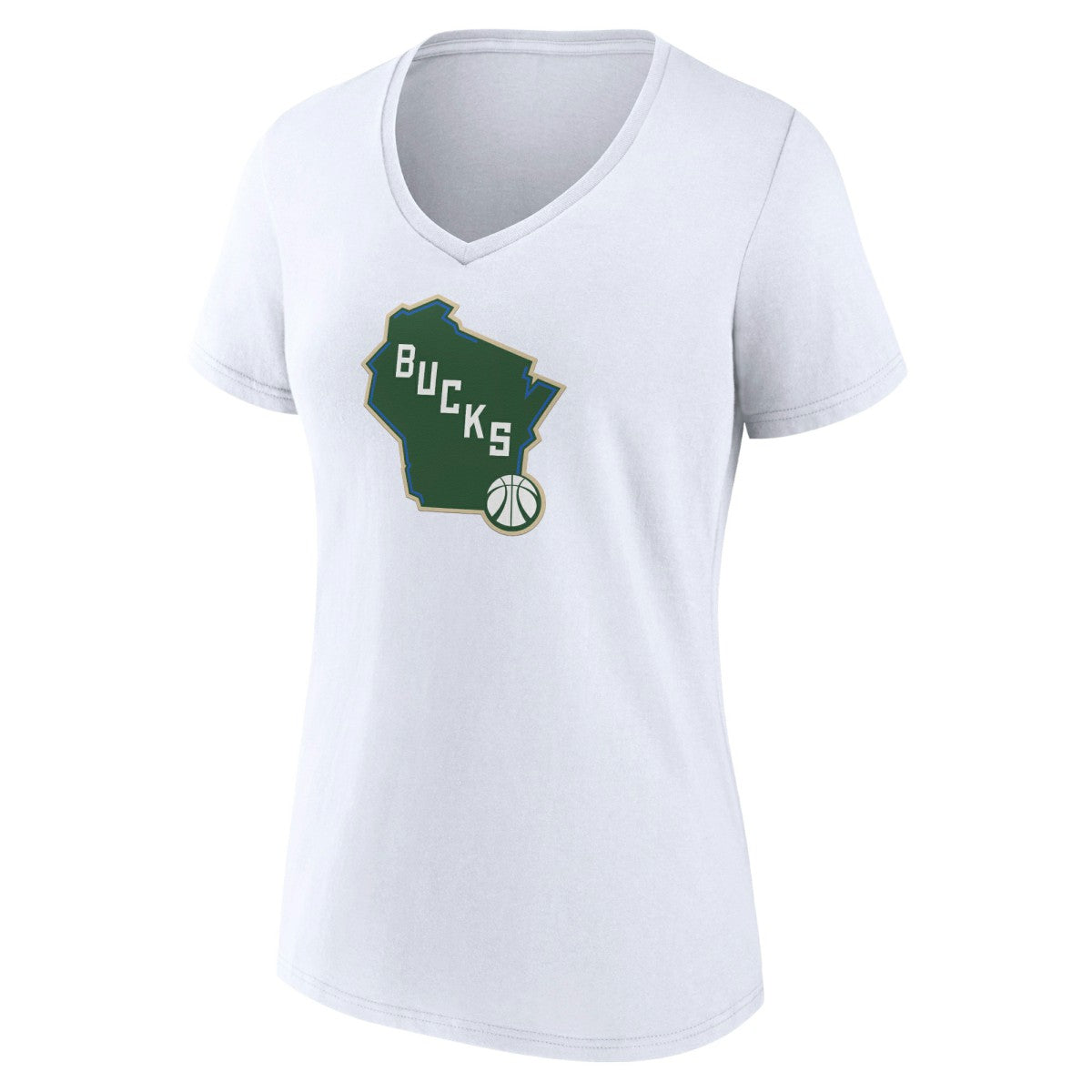 Milwaukee Bucks Women's Alternate Logo V-Neck T-Shirt White