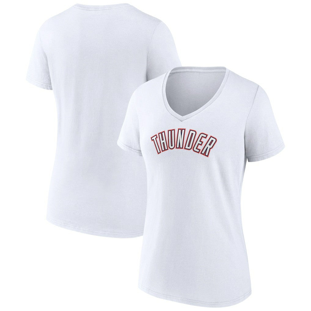 Oklahoma City Thunder Women's Alternate Logo V-Neck T-Shirt White