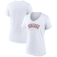 Oklahoma City Thunder Women's Alternate Logo V-Neck T-Shirt White