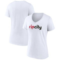 Portland Trail Blazers Women's Alternate Logo V-Neck T-Shirt White