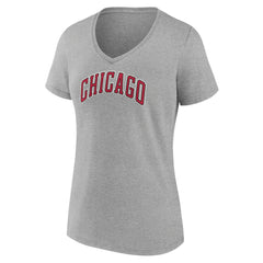Chicago Bulls Women's Alternate Logo V-Neck T-Shirt Heather Gray