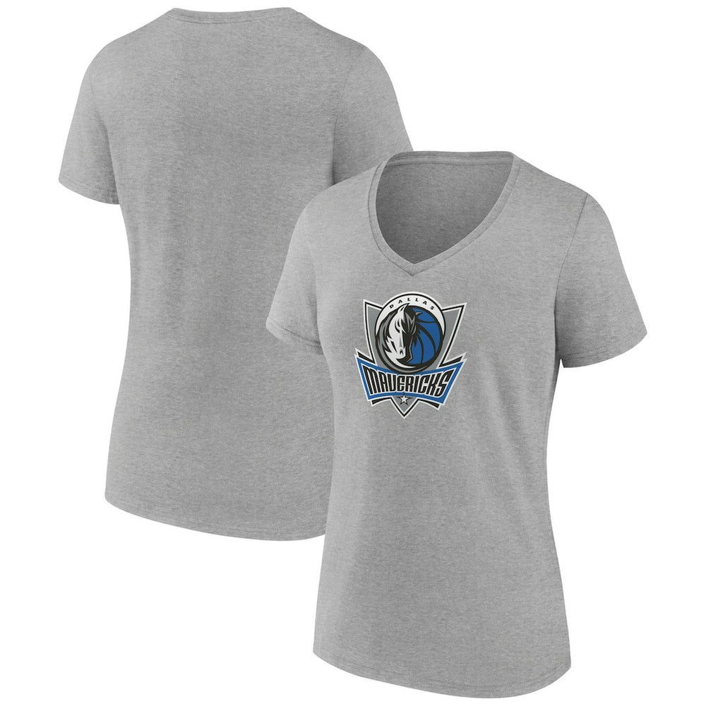 Dallas Mavericks Women's Alternate Logo V-Neck T-Shirt Heather Gray