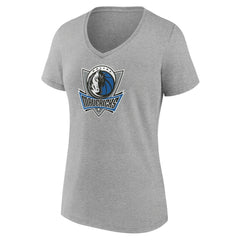 Dallas Mavericks Women's Alternate Logo V-Neck T-Shirt Heather Gray