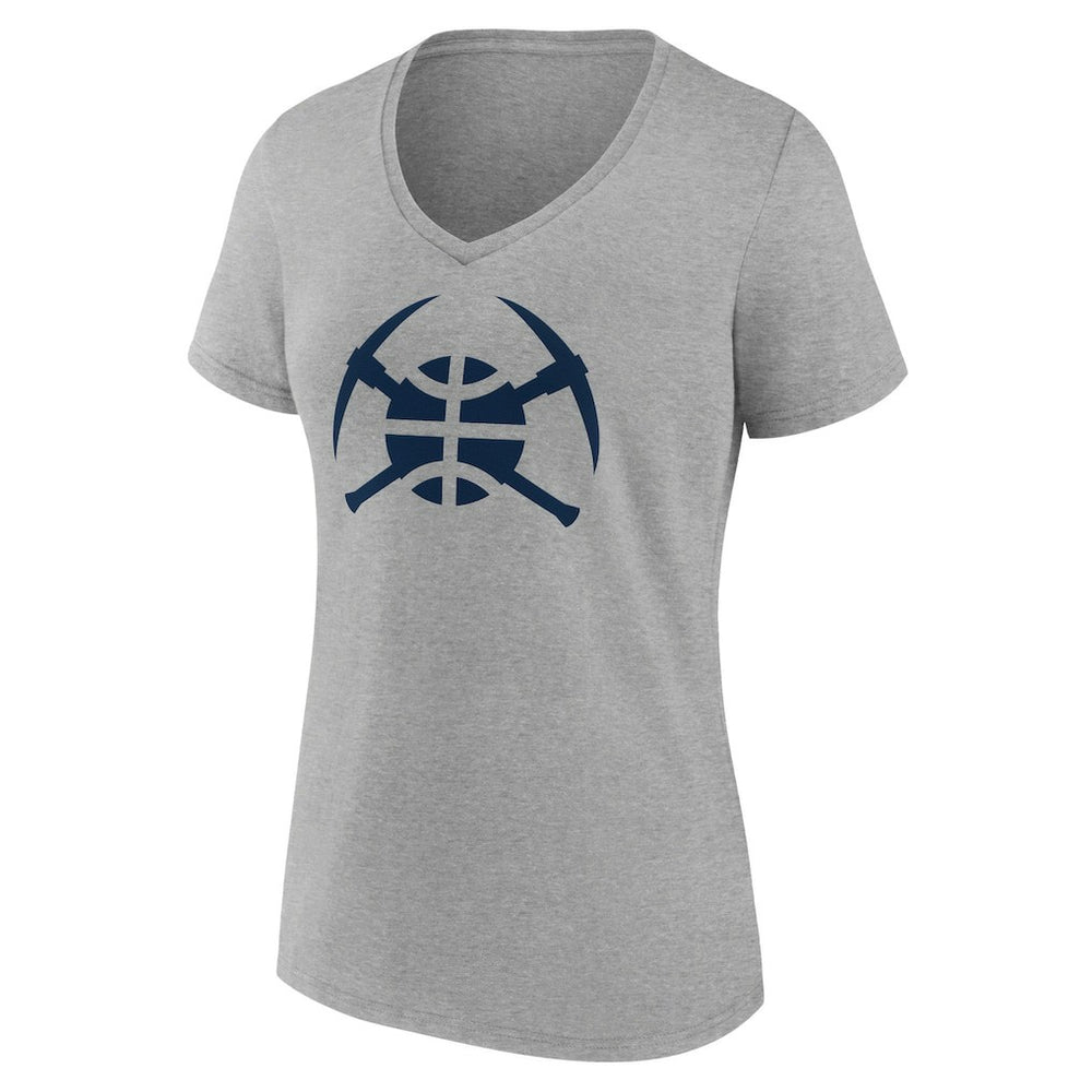 Denver Nuggets Women's Alternate Logo V-Neck T-Shirt Heather Gray