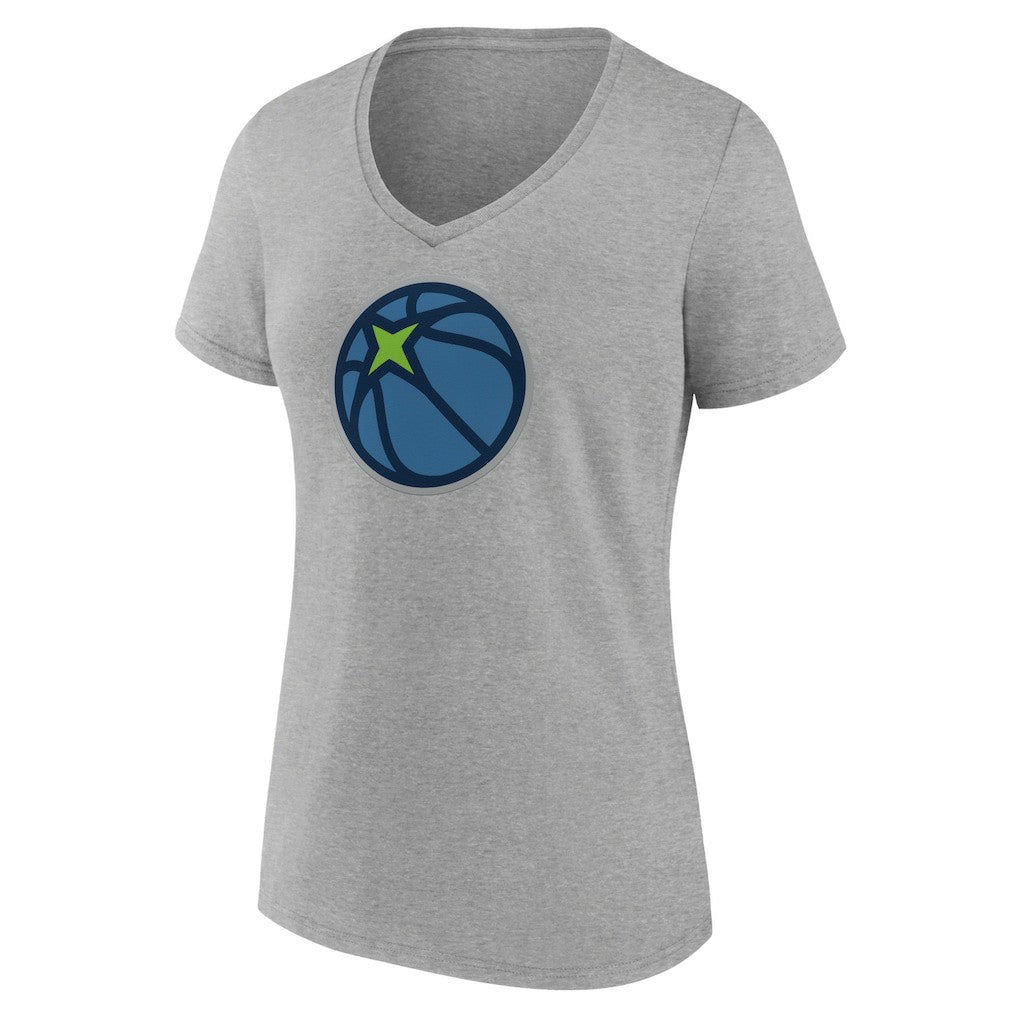 Minnesota Timberwolves Women's Alternate Logo V-Neck T-Shirt Heather Gray