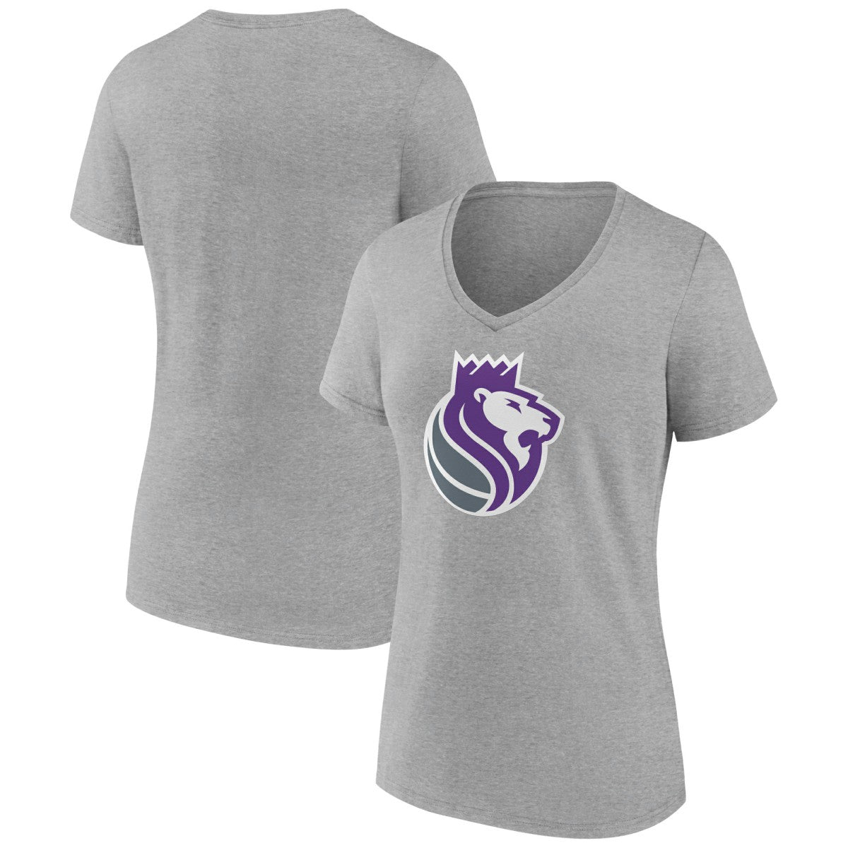 Sacramento Kings Women's Alternate Logo V-Neck T-Shirt Heather Gray