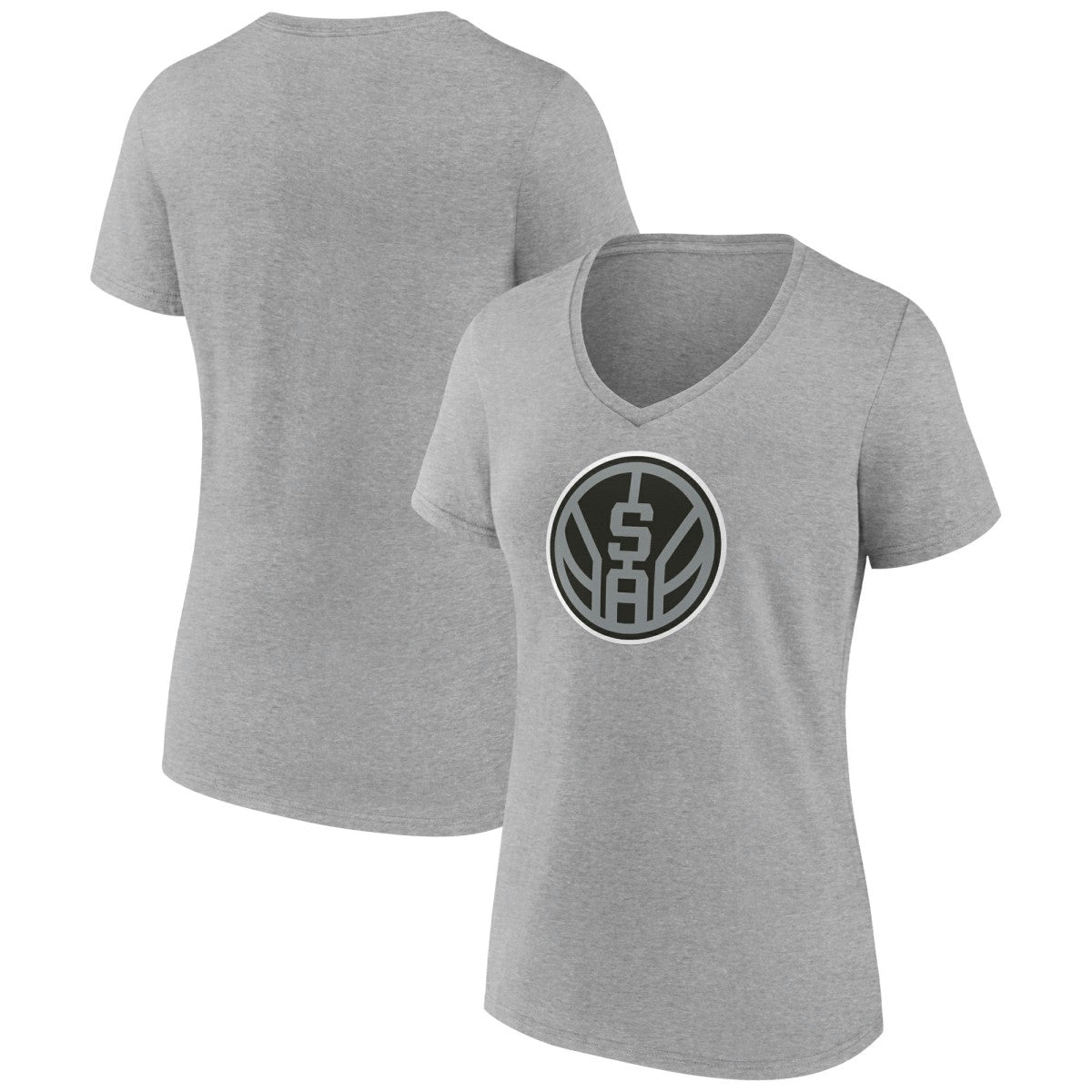 San Antonio Spurs Women's Alternate Logo V-Neck T-Shirt Heather Gray
