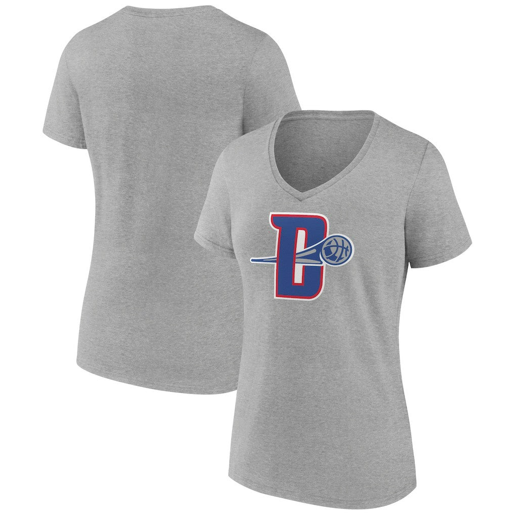 Detroit Pistons Women's Alternate Logo V-Neck T-Shirt Gray