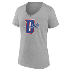 Detroit Pistons Women's Alternate Logo V-Neck T-Shirt Gray