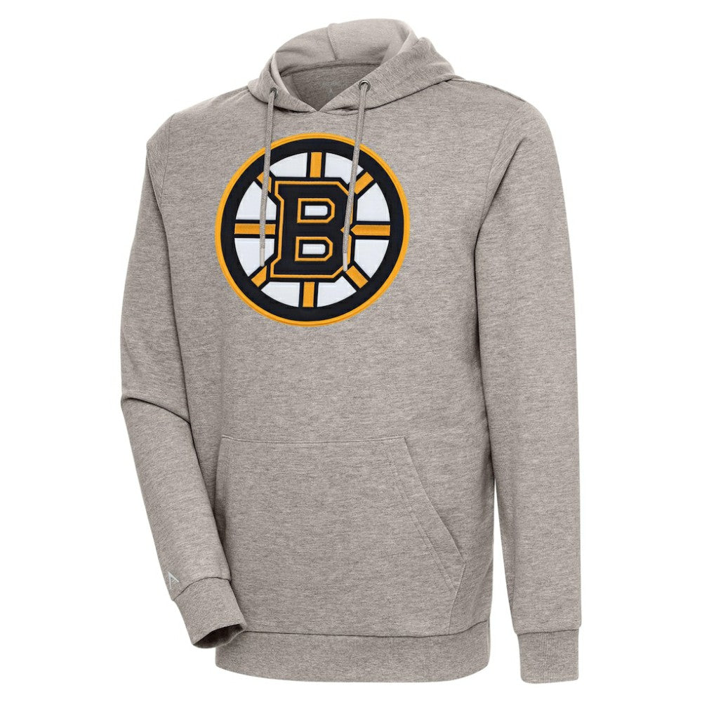 Boston Bruins Antigua Logo Action Chenille Pullover Hoodie - Oatmeal | NHL sale