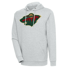Minnesota Wild Antigua Logo Action Chenille Pullover Hoodie - Heather Gray | NHL sale