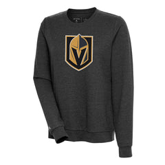 Vegas Golden Knights Antigua Women's Action Crewneck Chenille Pullover Sweatshirt - Heather Black | NHL Lifestyle
