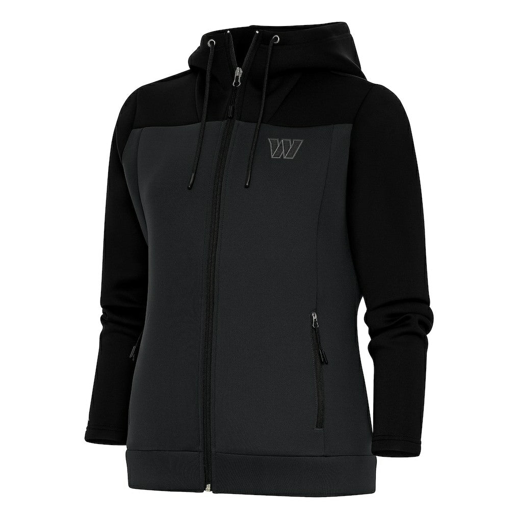 Washington Commanders Antigua Women's Tonal Logo Protect Full-Zip Hoodie Jacket - Black/Charcoal - NFL