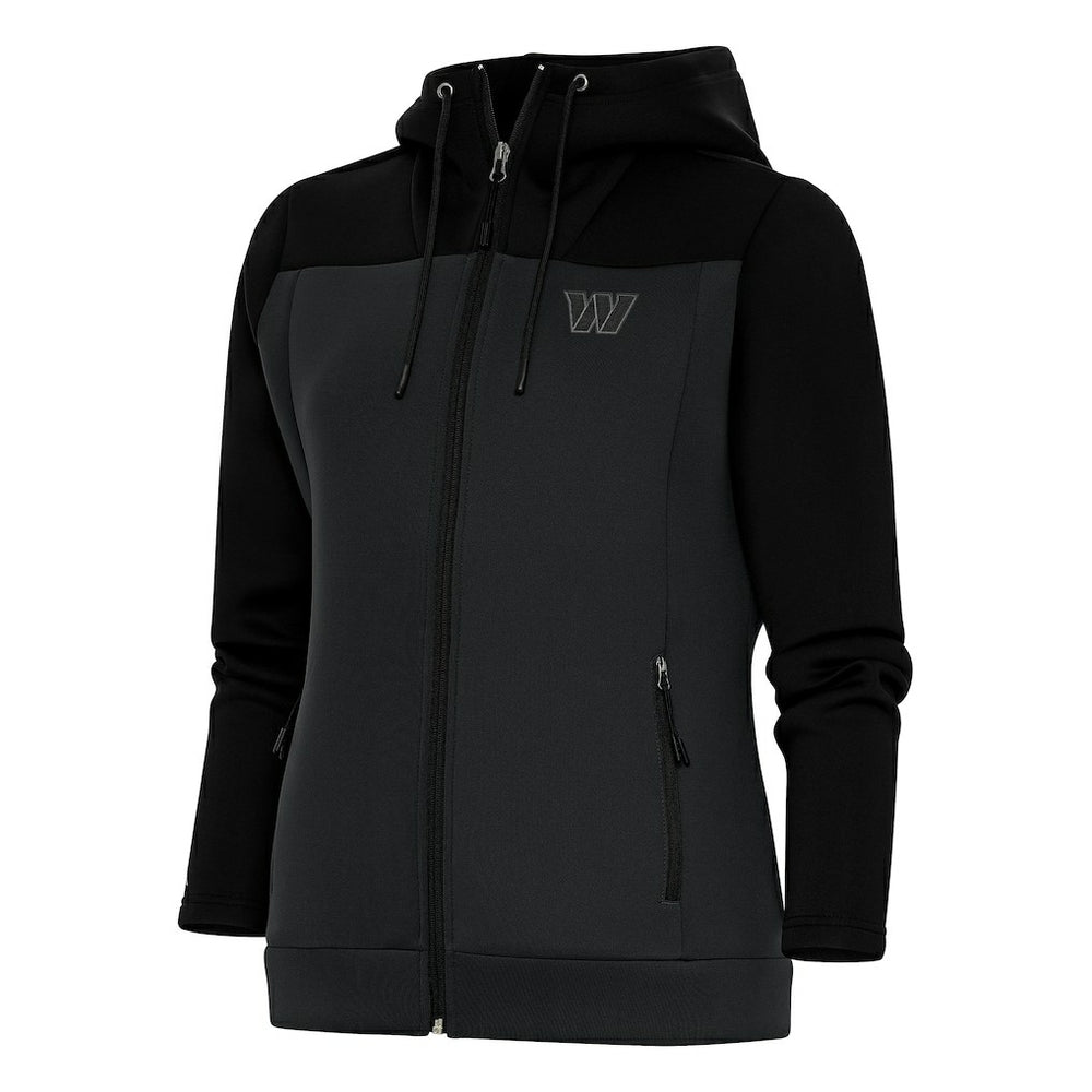 Washington Commanders Antigua Women's Tonal Logo Protect Full-Zip Hoodie Jacket - Black/Charcoal - NFL