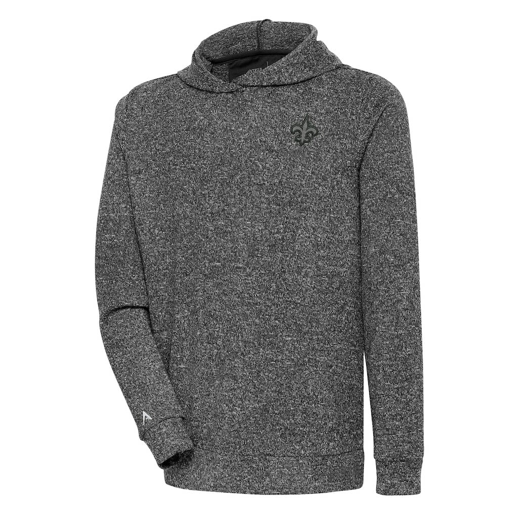 New Orleans Saints Antigua Tonal Logo Absolute Pullover Hoodie - Heather Black - NFL