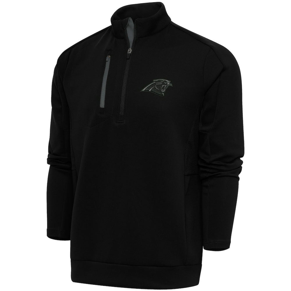 Carolina Panthers Antigua Tonal Logo Generation Quarter-Zip Pullover Top - Black - NFL