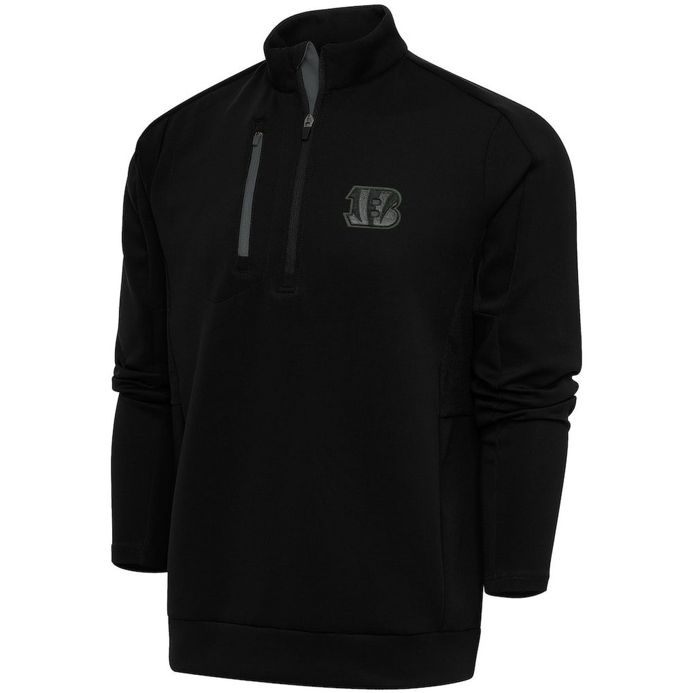 Cincinnati Bengals Antigua Tonal Logo Generation Quarter-Zip Pullover Top - Black - NFL