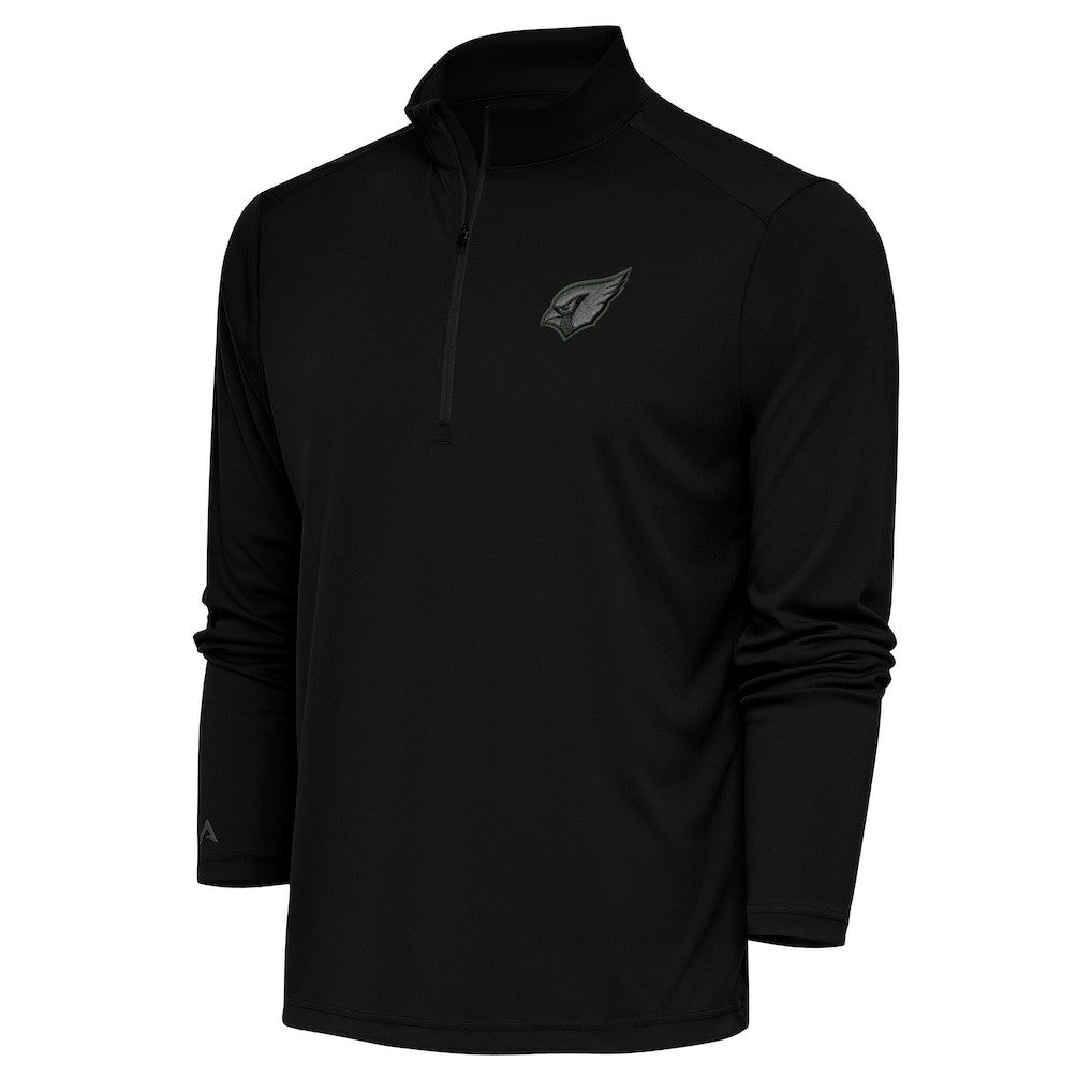 Arizona Cardinals Antigua Tonal Logo Tribute Quarter-Zip Pullover Top - Black - NFL