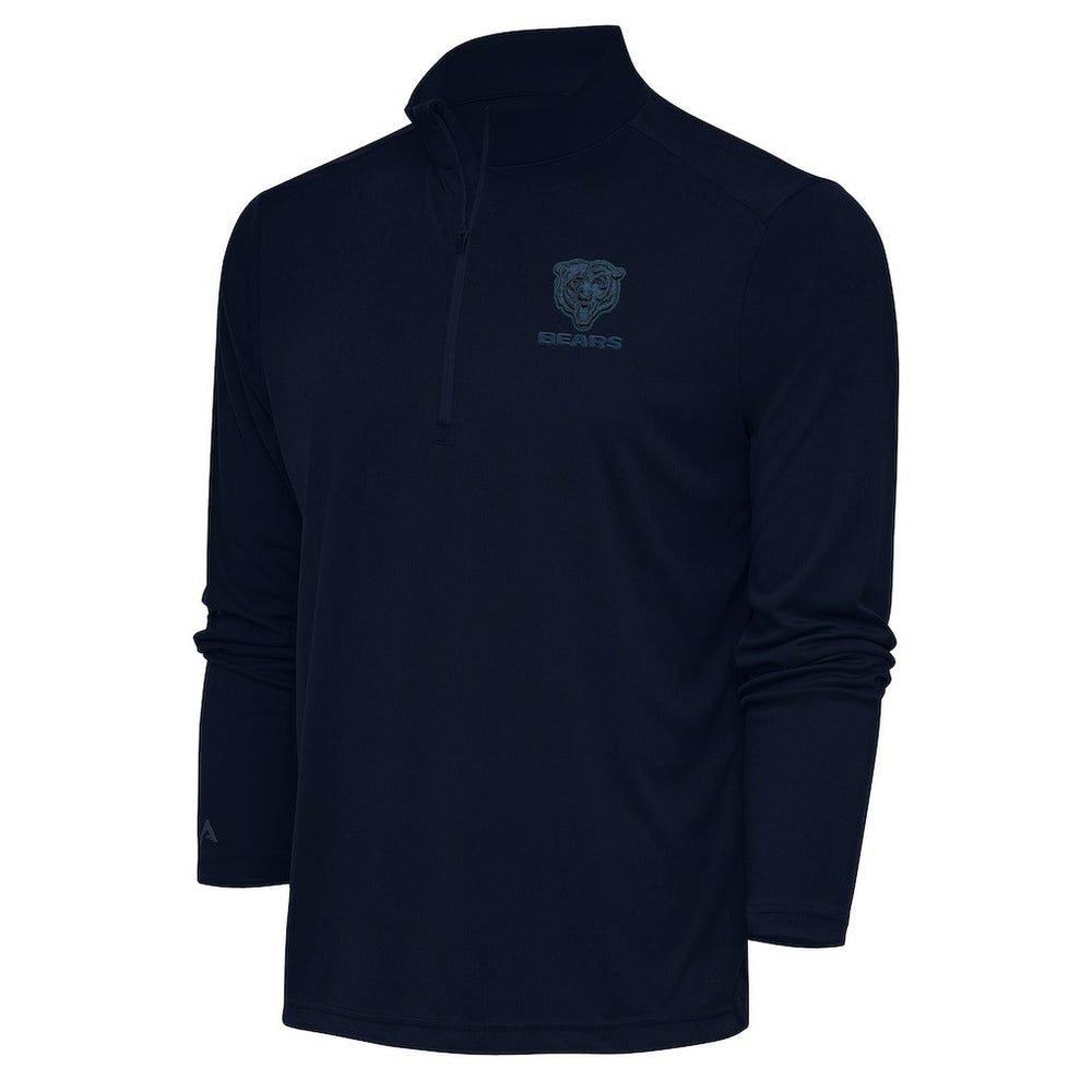 Chicago Bears Antigua Tonal Logo Tribute Quarter-Zip Pullover Top - Navy - NFL