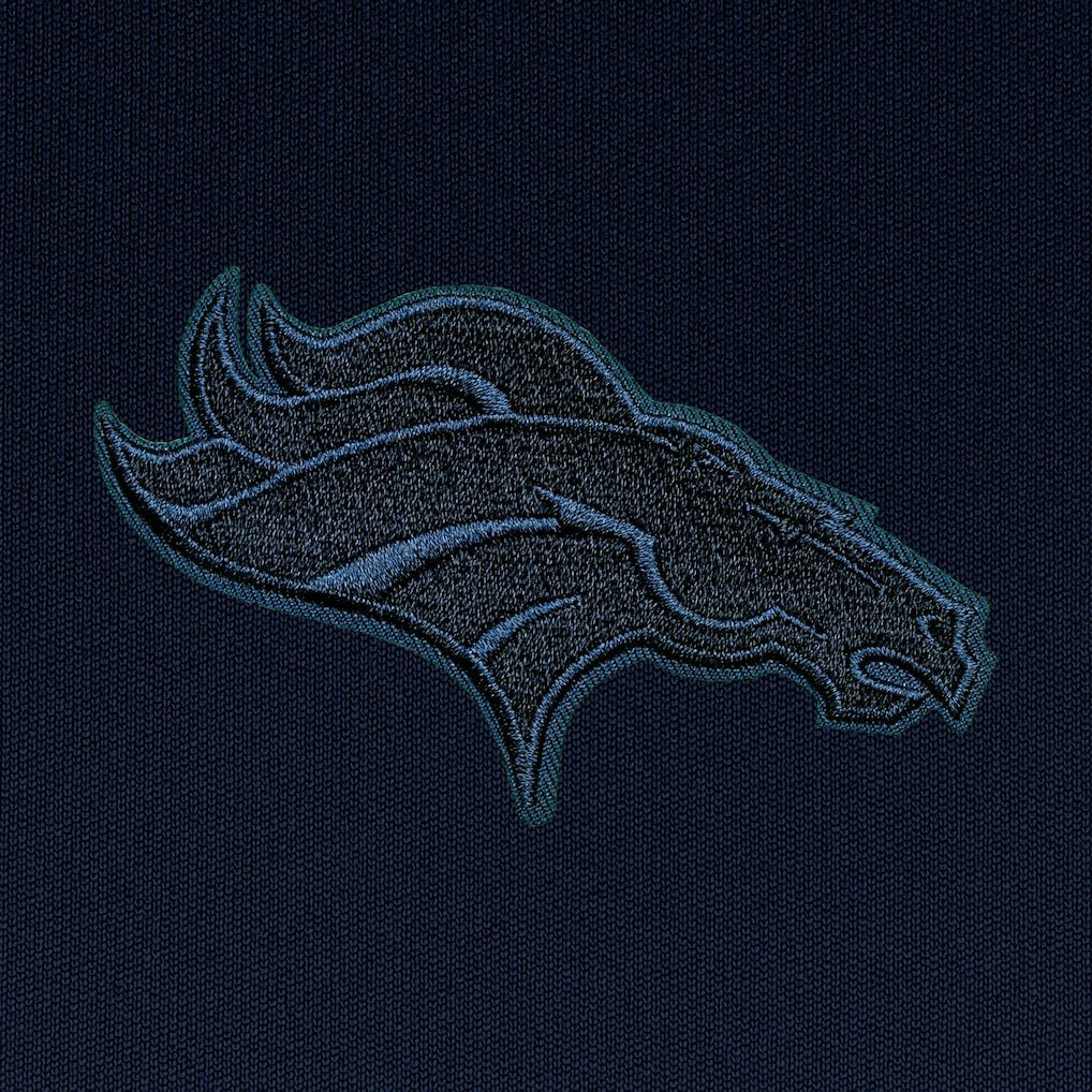 Denver Broncos Antigua Tonal Logo Tribute Quarter-Zip Pullover Top - Navy - NFL