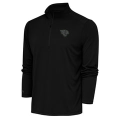 Jacksonville Jaguars Antigua Tonal Logo Tribute Quarter-Zip Pullover Top - Black - NFL