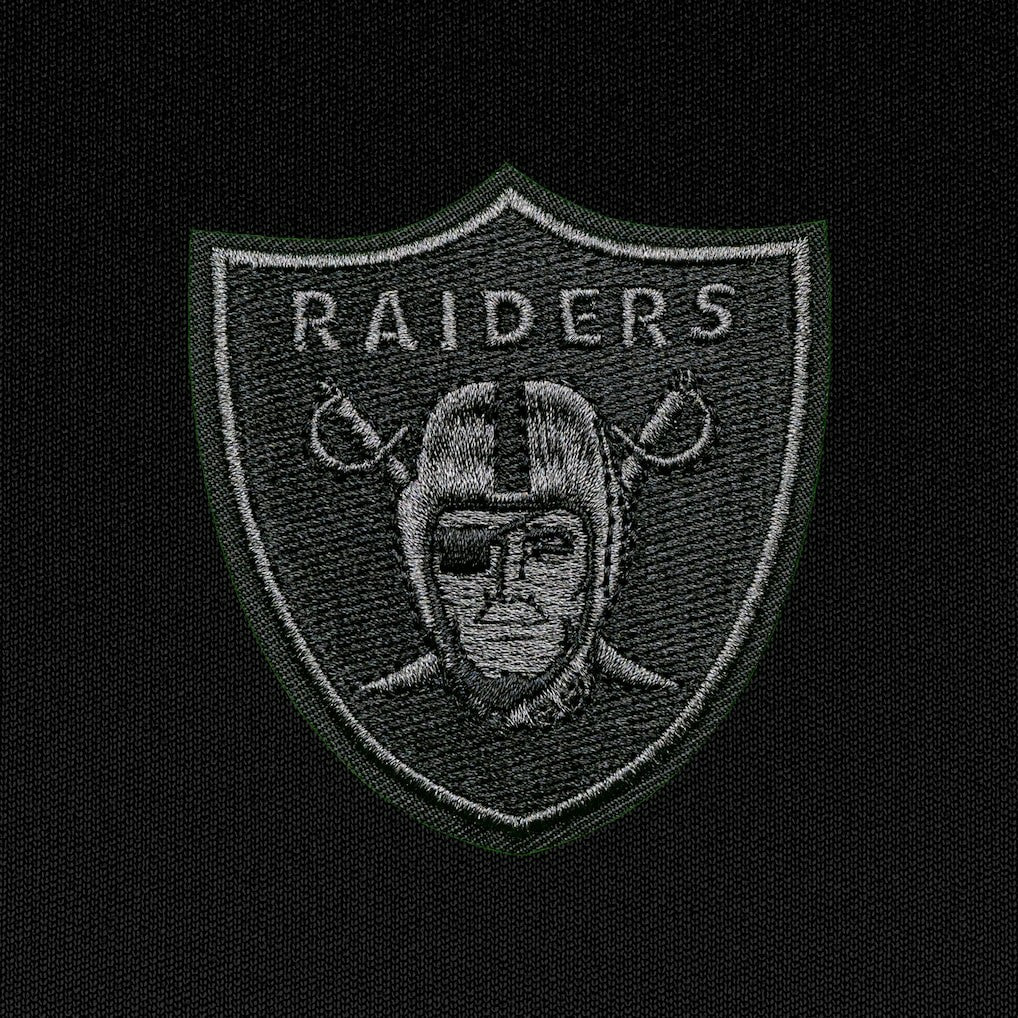 Las Vegas Raiders Antigua Tonal Logo Tribute Quarter-Zip Pullover Top - Black - NFL