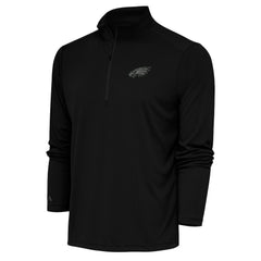 Philadelphia Eagles Antigua Tonal Logo Tribute Quarter-Zip Pullover Top - Black - NFL