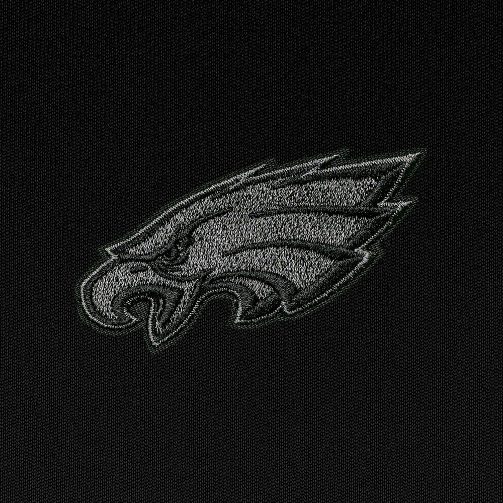 Philadelphia Eagles Antigua Tonal Logo Tribute Quarter-Zip Pullover Top - Black - NFL